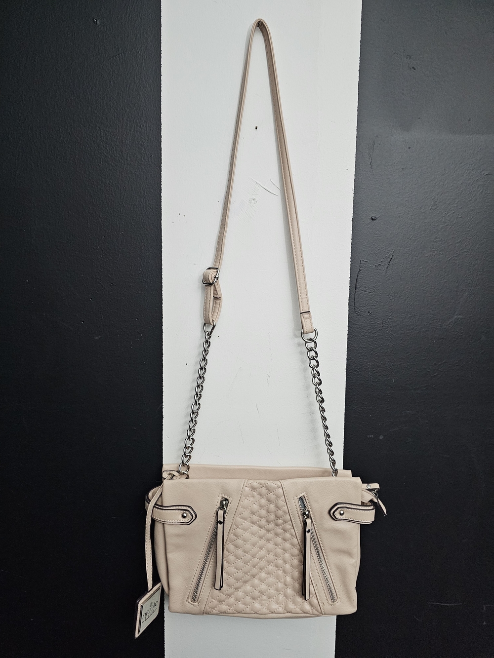 Nicole Miller Baby pink Quilted Crossbody with Chain Strap